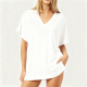 White Oversized V-Neck Short-Sleeve Tee