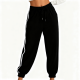 Black Side-Stripe Drawstring Jogger Pants