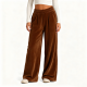 Cognac Corduroy Wide-Leg Pants