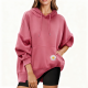 Pink Oversized Hoodie with Daisy Embroidery Detail