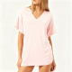 Light Pink Oversized V-Neck Short-Sleeve Tee
