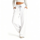 White High-Waisted Drawstring Wide-Leg Pants