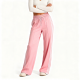 Pink Side-Stripe Drawstring Wide-Leg Pants