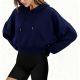 Navy Blue Cropped Oversized Hoodie
