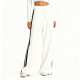 White High-Waisted Wide-Leg Pants with Black Side Stripes