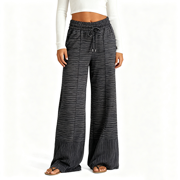 Black & Grey Gradient Stripe Wide-Leg Pants