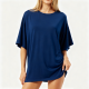 Navy Blue Oversized Short-Sleeve Tee