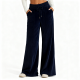 Navy Blue Corduroy Wide-Leg Pants